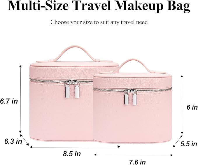 honitty Makeup Bag, Travel Make up Case with Compartments and Handle, Portable Cosmetic Organizer Bags,Toiletry Bag for Women