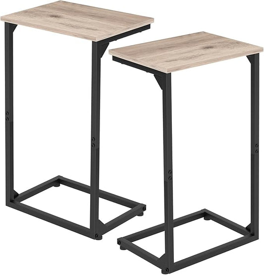 AMHANCIBLE C Shaped End Tables Set of 2, Couch Side Tables that Slide Under, TV Trays for Living Room, Bedroom, Small Space, Sofa, Grey HET02BGY