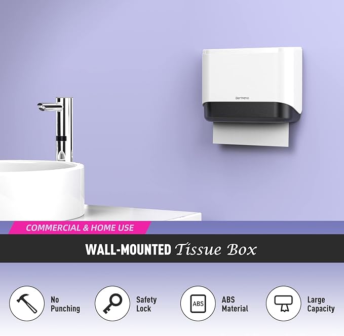 Commercial Paper Towel Dispenser Wall Mount Paper Towel Holder Large Capacity 200 Multifold/Trifold/C Fold Hand Towel Dispenser Bathroom Tissue Dispenser (White)