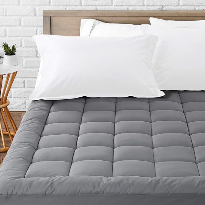 LEISURE TOWN Cotton Mattress Pad King Size Fitted Quilted Mattress Cover Pillow Top Mattress Topper Cooling Soft Breathable Mattress Protector with 8-21 Deep Pocket,Machine Washable (78x80 Grey)