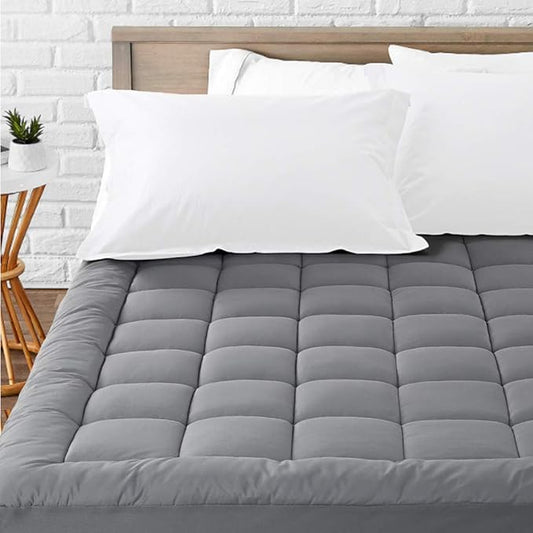 LEISURE TOWN Cotton Mattress Pad Queen Size Fitted Quilted Mattress Cover Pillow Top Mattress Topper Cooling Soft Breathable Mattress Protector with 8-21 Deep Pocket,Machine Washable (60x80 Grey)