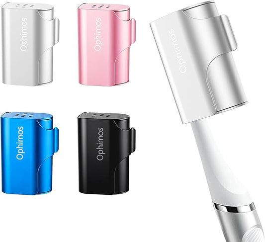 4 Count Aluminum Alloy Toothbrush Cover Caps for Family, Travel Toothbrush Covers Long-lasting Toothbrush Head Caps for Most Electric/Manual Brushes,Silver-Pink-Blue-Black