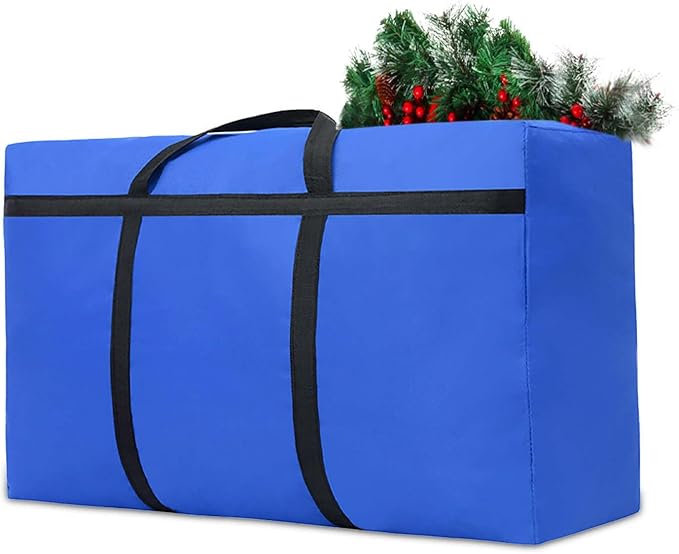 Small Christmas Tree Storage Bag for 4ft Artificial Disassembled Holiday Tree Heavy Duty Xmas Tree Storage Container with Reinforced Handles & Dual Zippers Waterproof Fake Tree Saver Bag (Blue)