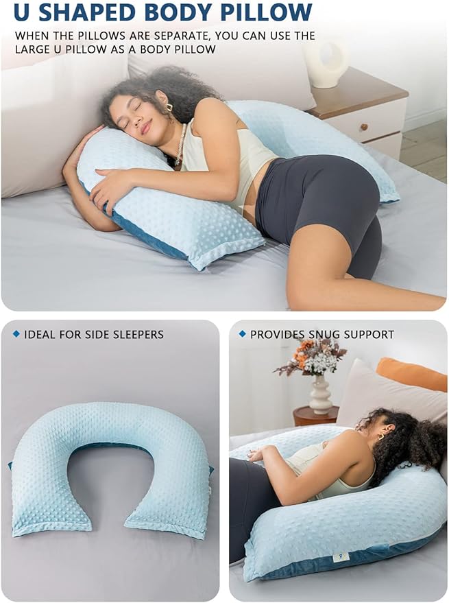 INSEN Reading Pillow, Back Pillow for Sitting in Bed for Reading, Nurse & Relax, Reading Pillow for Adults, Moms & Kids, Sit Up Pillow for Bed, Double-Sided Blue