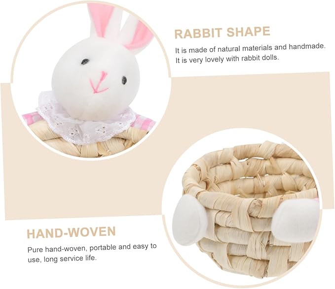 PRETYZOOM Easter Bunny Storage Basket Adorable Straw Woven Basket for Home Decor Random Color for Living Room Boys and Girls Room Garden and Easter Celebrations