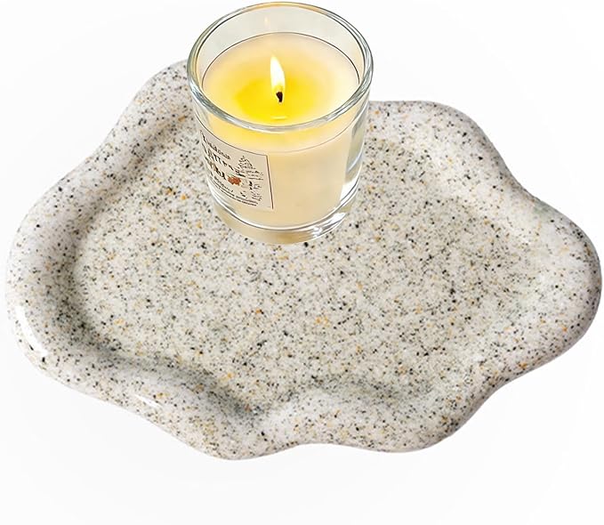 Jewelry Tray for Women, Cloud Shape Ceramic Trinket Dish, Jewelry Organizer Storage Holder for Ring Earring Bracelet Necklace, Make Up Organizer (White) (Stone Grey)