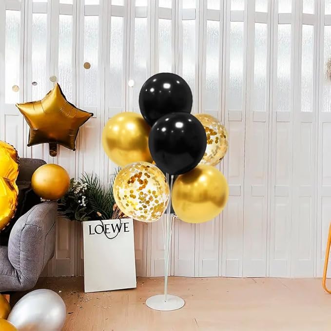 ZJDHPTY Black and Gold Balloon Stand Centerpiece Table Decorations Black and Gold Party Decorations for Birthday Wedding Retirement Anniversary Father's Day New Years Graduation 2026 (Black gold set5)