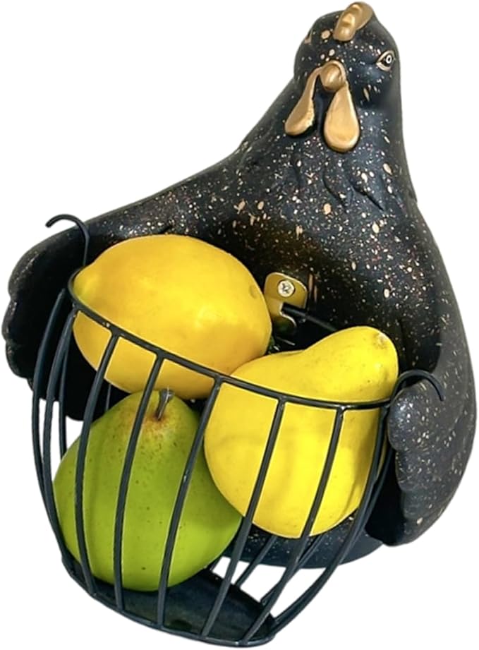 Bucolic Hugging Chicken Storage Basket Iron Frame Glues Multipurpose Organizers for Wedding Party Home Decors - Black