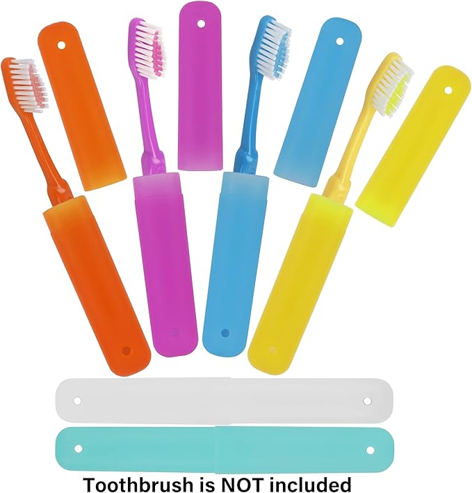 Cllayees 6 Pcs Travel Toothbrush Case Holder, Breathable Portable Toothbrush Container, Multiple Color Clear Toothbrush Holder for Home Trip Camping