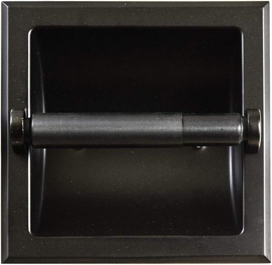 SENTO Recessed Matte Black Toilet Paper Holder, Wall Mounted Heavy Duty Metal Toilet Paper Roll Holder with Rear Mounting Bracket, in Wall, Easy Installation, Matte Black