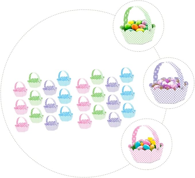 24pcs Easter Baskets Adorable Handheld Storage Baskets for Festival Decoration Lightweight and Elegant Design for Easter Celebrations and Organizing Treats