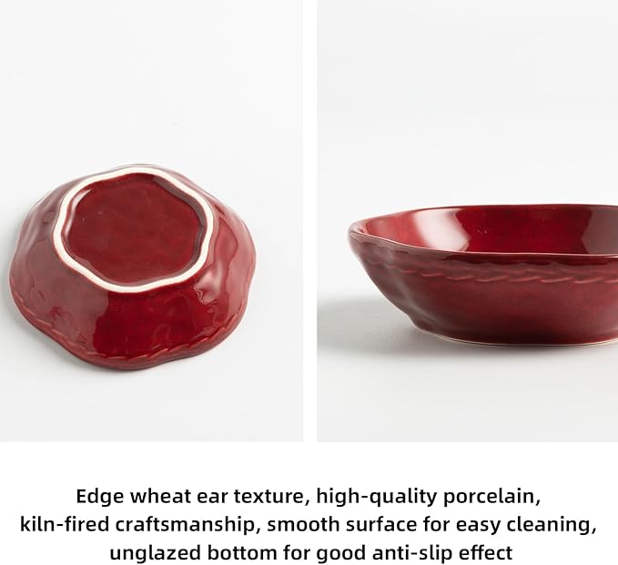 Ceramic Jewelry Organizer 4.1 Inch - Floral Design Ring Tray for Room Decor Aesthetic - Elegant Jewelry Holder Bowl for Bedroom Nightstand,(red)