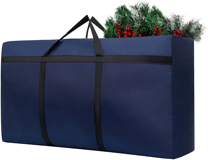 Small Christmas Tree Storage Bag for 4ft Artificial Disassembled Holiday Tree Heavy Duty Xmas Tree Storage Container with Reinforced Handles & Dual Zippers Waterproof Fake Tree Saver Bag (Dark Blue)