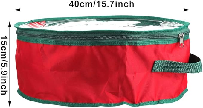 TITA-DONG 1Pcs Christmas Wreath Storage Bag,Portable Artificial Wreaths Organizer Container with Dual Zippered Transparent Window & Handles 20 Inch (16inch/1pcs)