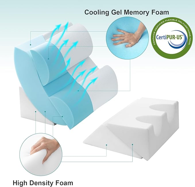 Hansleep Bed Wedge Pillow Set for After Surgery 6PCS, Post Surgery Pillow for Sleep Apnea and Acid Reflux Relief, Adjustable Reading Pillows Back Support with Memory Foam, White, 23"