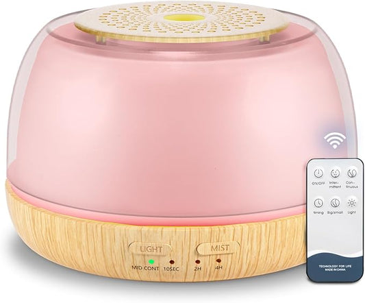 Marchred 300ml Essential Oil Diffuser with Remote Control, 7-Color LED Lights, 4 Timer Modes, Quiet Ultrasonic Aromatherapy for Home, Office, Room, Small & Stylish Design