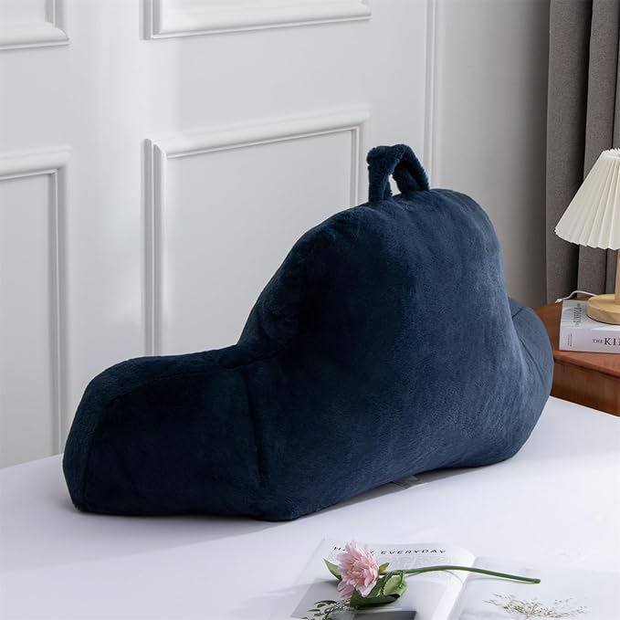 Aimuan Reading Pillow Bed Rest Wedge Large Adult Backrest Pillow with Arms Back Support for Sitting Up in Bed Cushion Incline Rest Sleeping Snoring Pillow, Dark Blue