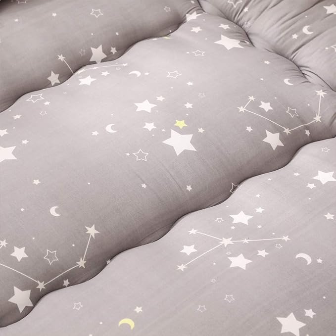 MAXYOYO Grey Constellation Japanese Futon Mattress, Tatami Mat Portable Camping Mat Kids Sleeping Pad Foldable Roll Up Floor Lounger Couch with Mattress Protector Full Size