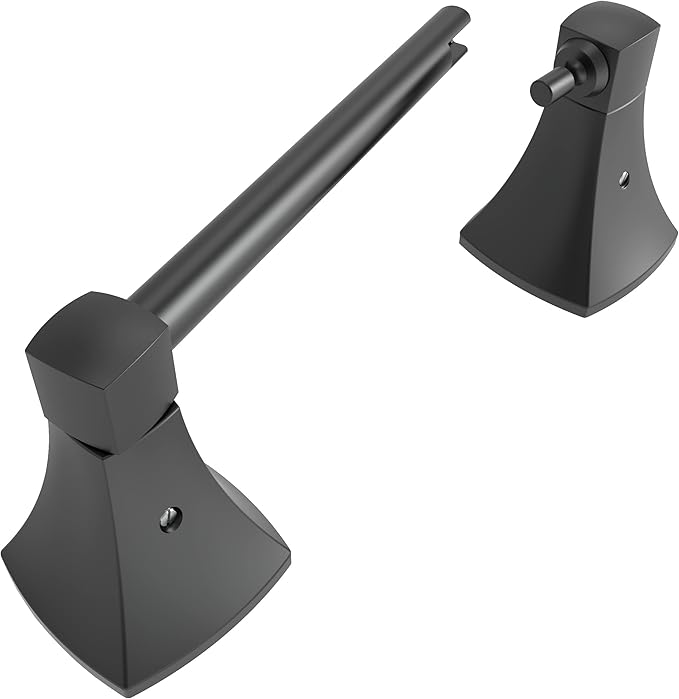 Matte Black Toilet Paper Holder Bathroom Double Post Pivoting Tissue Roll Holder Stainless Steel and Zinc Alloy Wall Mount