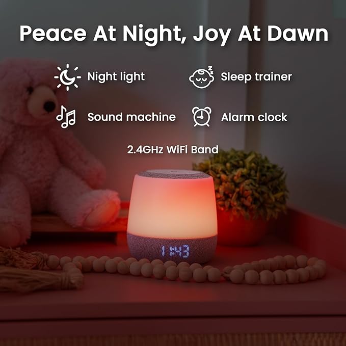 Babysense Baby Sound Machine with Night Light | 2nd Gen | 28 Soothing Sounds | Toddler Sleep Trainer | App-Controlled White Noise Machine | Sleep Timer | 2.4GHz WiFi | US Only