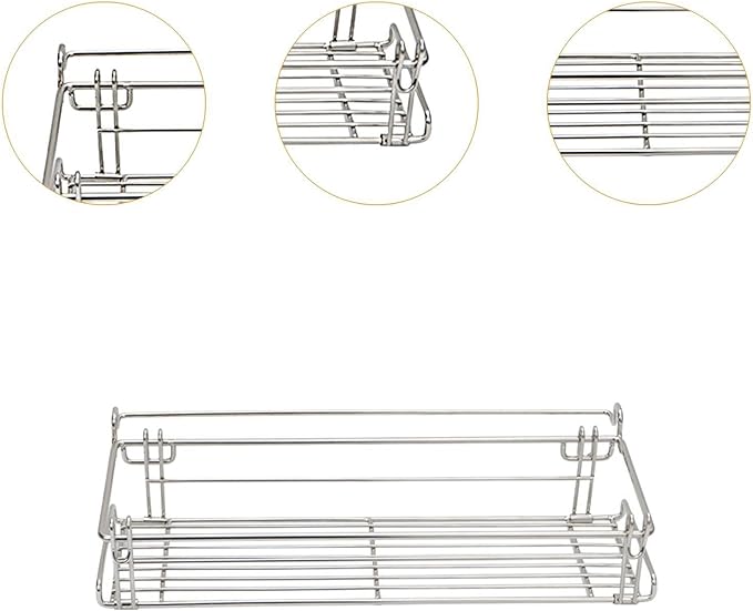 Table Side Basket Shelf Organizer Portable Foldable Hanging Basket Attachment for Picnic Tent Camping Fishing Aluminum Desk
