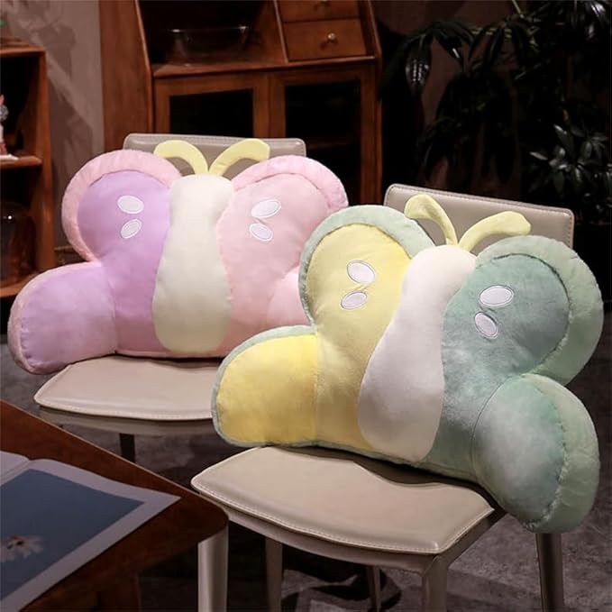 Cute Butterfly Reading Pillow Faux Fur Reading Pillow Back Rest Pillow with Arms TV Relax Sitting Pillow for Reading,Relaxing,Watching TV,Gaming