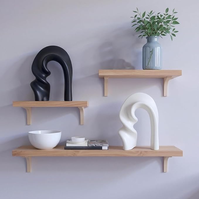 Zerzsy 2 Pack Ceramic Statues Figurine Decor, Modern Abstract Sculpture for Living Room Bedroom Bookshelf Coffee Table Display, Unique Gift Home Decor - Black White