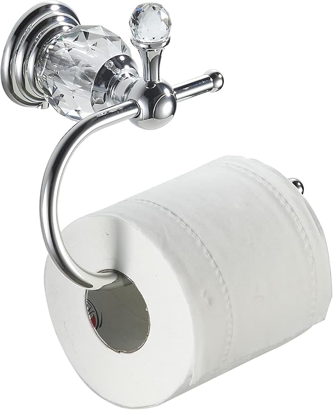 WOLIBEER Crystal Toilet Paper Holder, Polished Chrome Tissue Paper Holder Silver Bathroom Toilet Roll Hanger Wall Mounted Brass