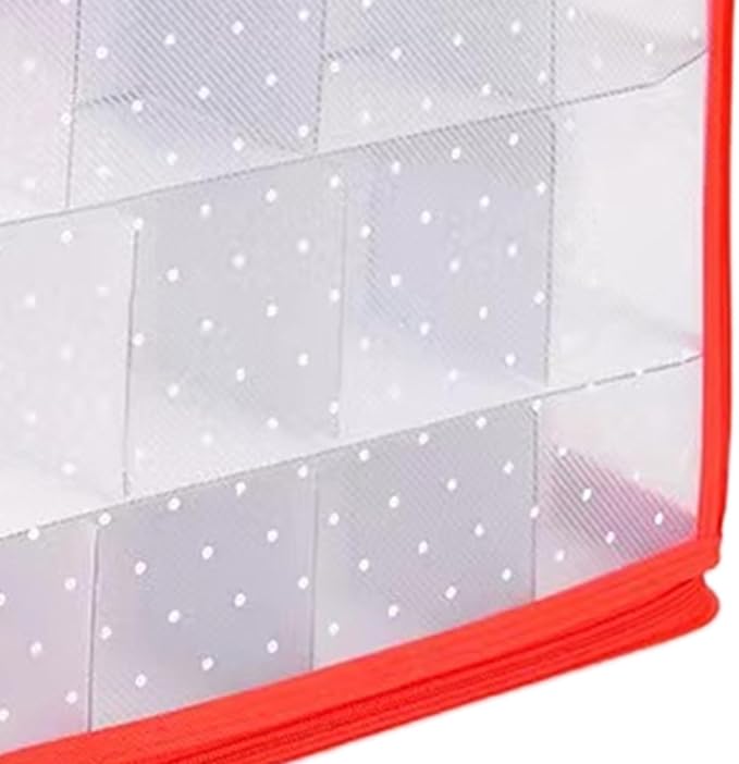 Holiday Decoration Organizer - Foldable 64-Grid Storage Bag, Zippered Divider Box, Ornament Storages Solution | Christmas Ball Organizer for Home Bedroom Basement Apartment Garage Attic Cabinet