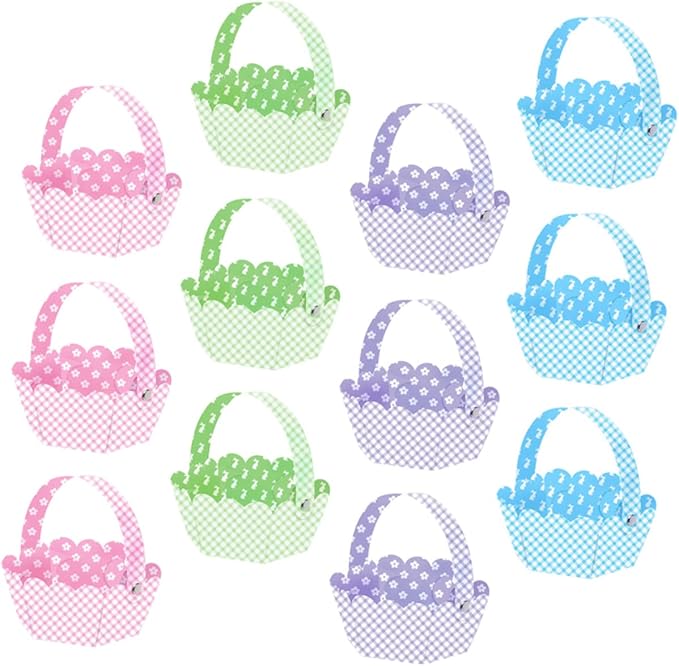 Mikinona 12pcs Adorable Easter Baskets for Storage and Chick Designs for Easter Hunts and Seasonal Decor