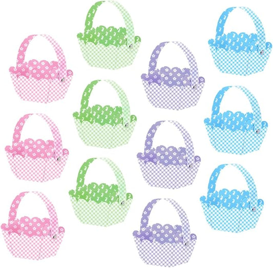Mikinona 12pcs Adorable Easter Baskets for Storage and Chick Designs for Easter Hunts and Seasonal Decor