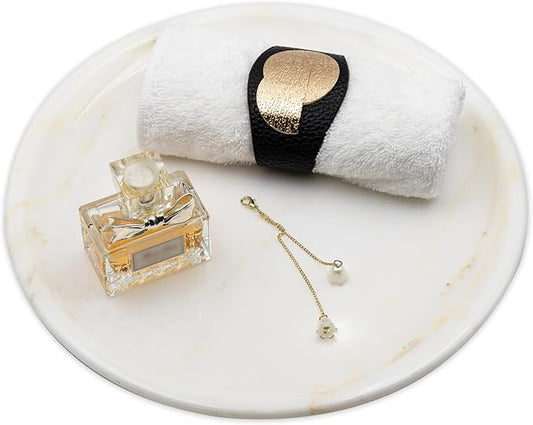 Marmor Marble Perfume Tray Bathroom Tray for Decorative,Candles,Jewelry Stone Vanity Tray,Kitchen Counter Decor and Home Decorative Tray(Calacatta Marble Gold) Jewelry Tray Unique Festival Gifts