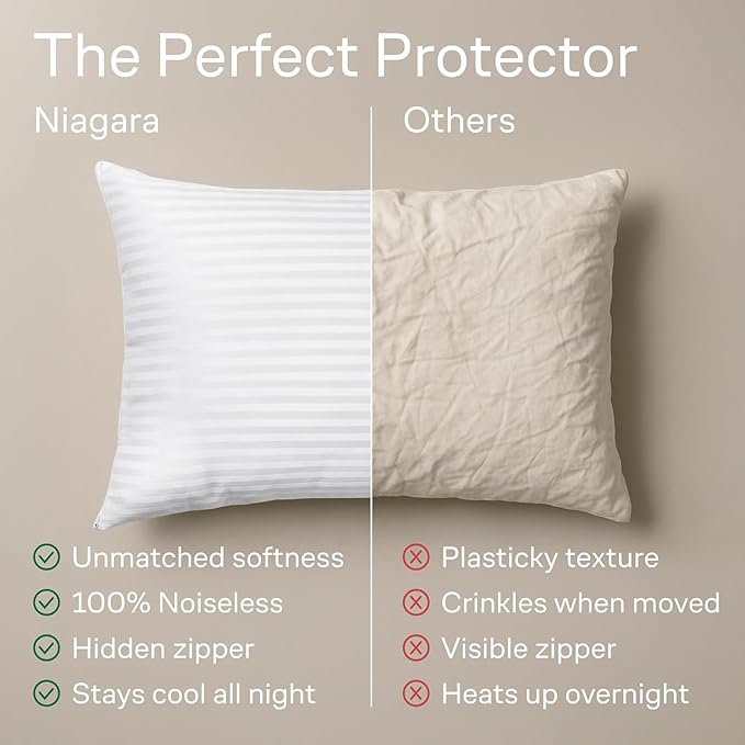 Ultra Soft Pillow Protectors with Zipper King Size - Set of 2 Breathable Pillow Covers - 100% Protection Against Stains, Dust & Dirt - Machine Washable (Dark White)