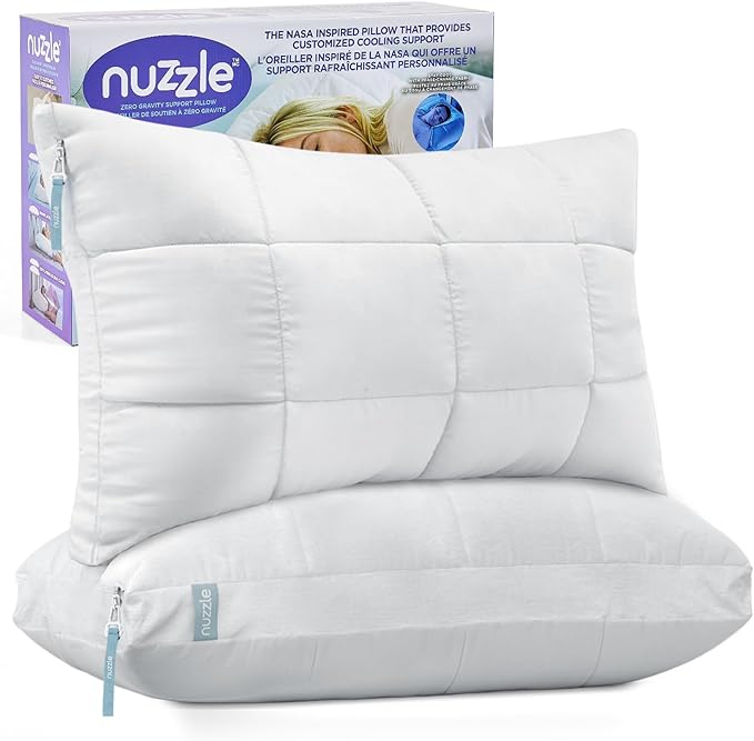 Nuzzle Pillows Standard Size Set of 2 Adjustable Pillows, Luxury Hotel Collection Bed Pillows – Best Adjust Height Soft Firm Pillows for Back, Stomach and Side Sleepers