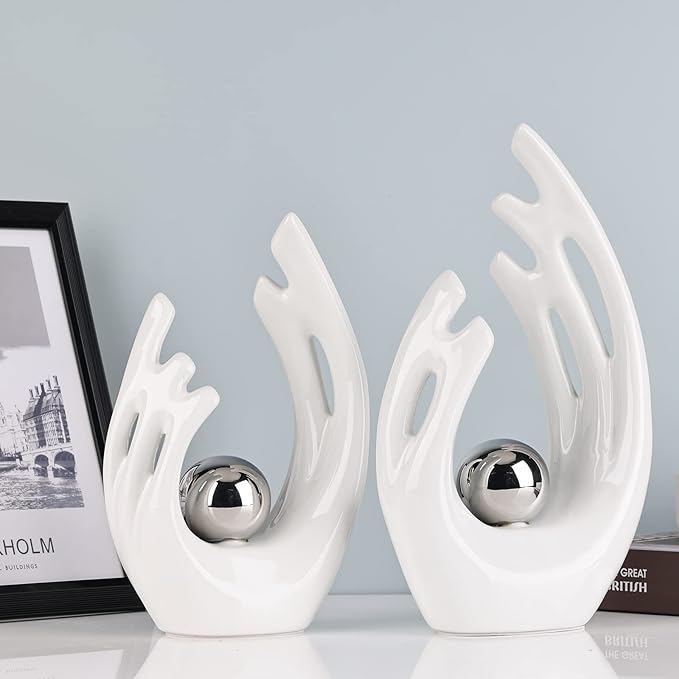 White Home Decor Accents, Coffee Table Funky Decor Modern Aesthetic Room Decor,Abstract Art Statue Decor Center Piece for Dinning Room, for Light Luxury Decorations for Stores, Hotels, Living Rooms