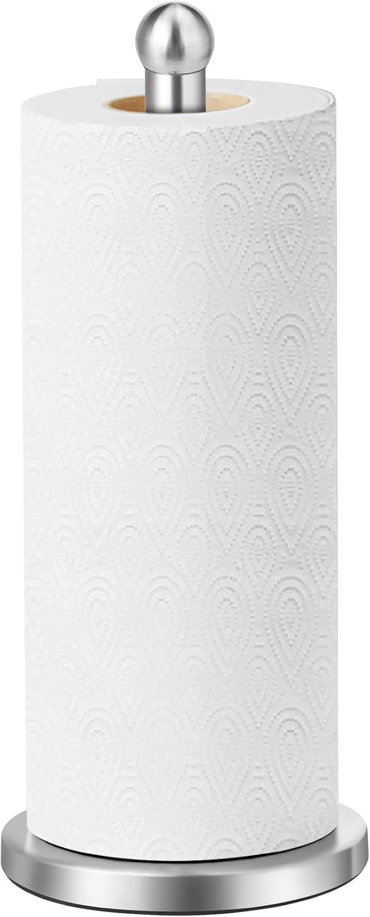 Paper Towel Holder Countertop, Paper Towel Holder with Solid Weighted Base, for Standard and Large Size Rolls