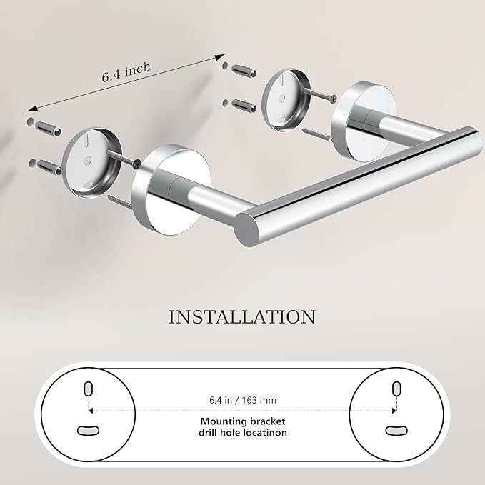 Toilet Paper Holder & Towel Holder, Bathroom Hardware Set-SUS304 Stainless Steel Double Post Pivoting Tissue Roll Holder and Hand Towel Ring Set for Bathroom, RV, Chrome