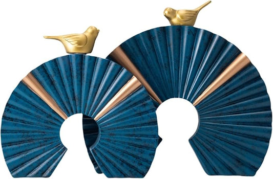 Minimalist Round Statue Above Cabinet Decor Kitchen, Modern Decorative Sculpture Home Decorations for Living Room Coffee Table, Office Decor Items, Center Pieces Decoration (Blue Gold)
