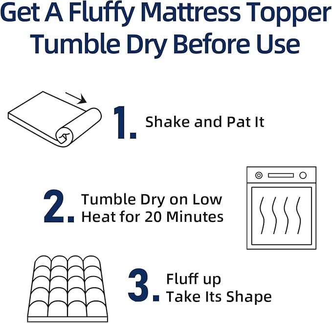 Mattress Topper Twin for Back Pain, Extra Thick Mattress Pad Cover, Plush Pillow Top, Deep Elastic Pocket, Navy