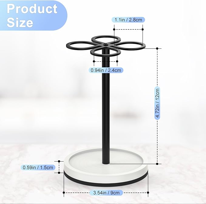 Luxspire Toothbrush Holder Stand, Stainless Steel Toothbrush Organizer with Diatomaceous Earth Base, Toothbrush Holder for Bathroom, Suitable for Home, Hotel Countertop Vanity, Matte Black