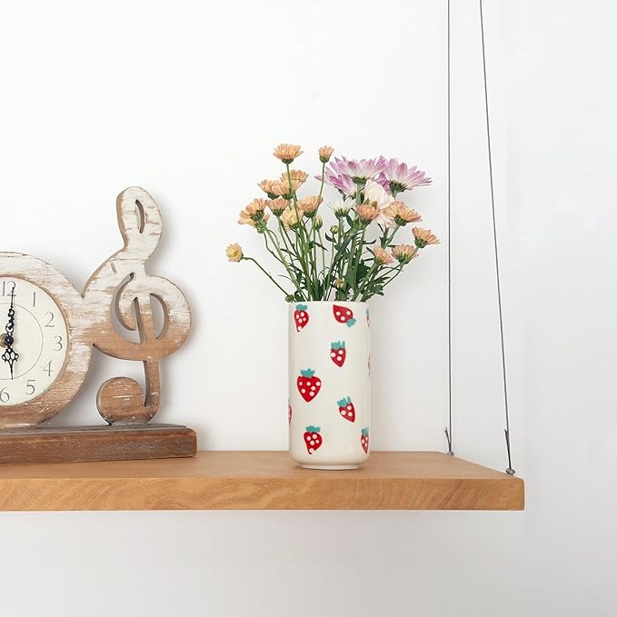 MOUGIGI Strawberry Ceramic Vase-Unique Aesthetic Design for Funky Flower Decor-Perfect Summer Fruit Theme Table Centerpiece-Ideal Gift for Parties and Special Occasions-Stylish Durable Home Decoration