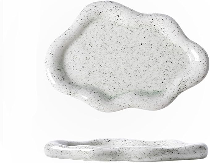 Jewelry Tray for Women, Cloud Shape Ceramic Trinket Dish, Jewelry Organizer Storage Holder for Ring Earring Bracelet Necklace, Make Up Organizer (White) (Stone White)