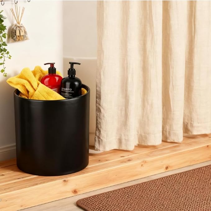 Extra-Large Ceramic Toothbrush and Toothpaste Cup, Bathroom Storage Cup, Black Toothbrush Cup Holder, Sturdy and Durable. （H6.3'' *W 5.3''）