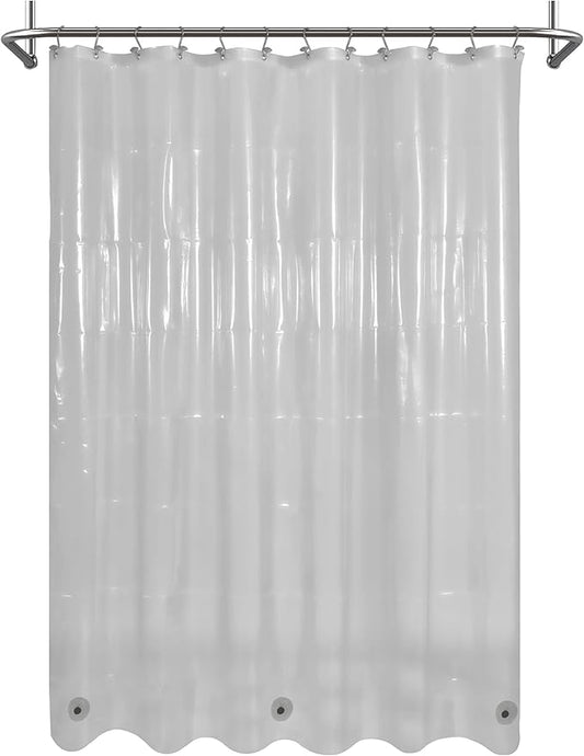 Mrs Awesome Clear Black Shower Curtain Liner with 3 Magnets, 72x72 Premium Flexible Sturdy Plastic Shower Curtain for Bathroom Lightweight & Waterproof, Clear Black