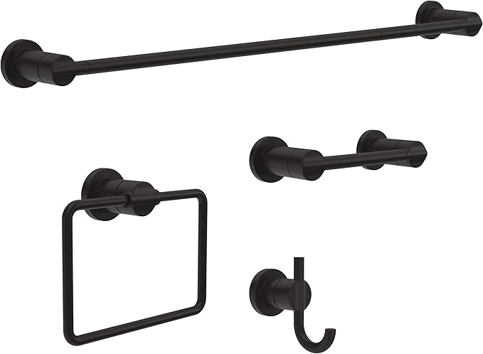 Delta Nicoli (1-Pack) Toilet Paper Holder Matte Black Tissue Roll Holder for Bathroom Organization and Storage Pivoting Toilet Tissue Holder Wall Bathroom Accessories NIC50-MB