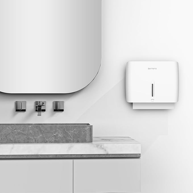 Commercial Paper Towel Dispenser Wall Mount Paper Hand Towel Dispenser Large Capacity 200 Multifold/Trifold/C Fold Paper Towel Dispenser Bathroom Adhesive Tissue Dispenser (White)
