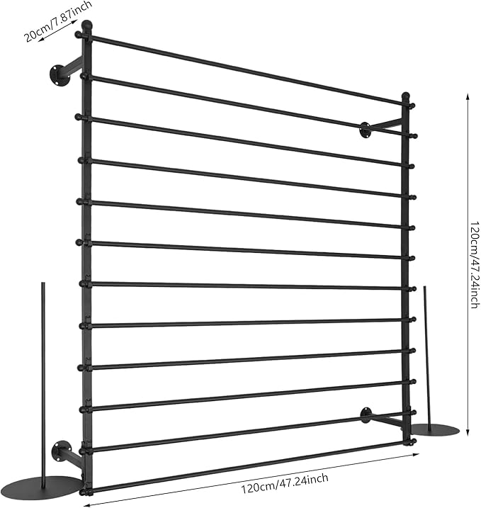 12-Layer Ribbon Holder Organizer Rack Wall Mounted Wrapping Paper Storage Rack Ribbon Dispenser Holder Wrapping Station Display Racks for Craft Room Florist Cake Shop(Black)