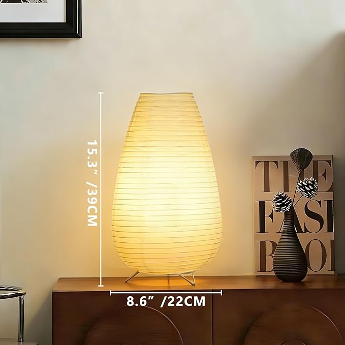 YY YEARCHY Table Lamp Paper Lamp Able Lamp Standing Lamps with Rice Paper Shade for Bedroom Livingroom(Long Type)