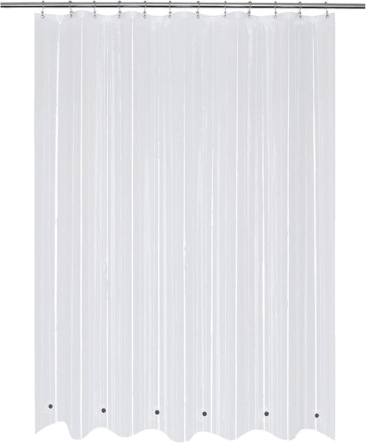 Mrs Awesome Shower Curtain Liner with 6 Magnets Clear Thick PEVA, Premium Waterproof Plastic Shower Curtain Standard Size 72 x 72 inch, Clear