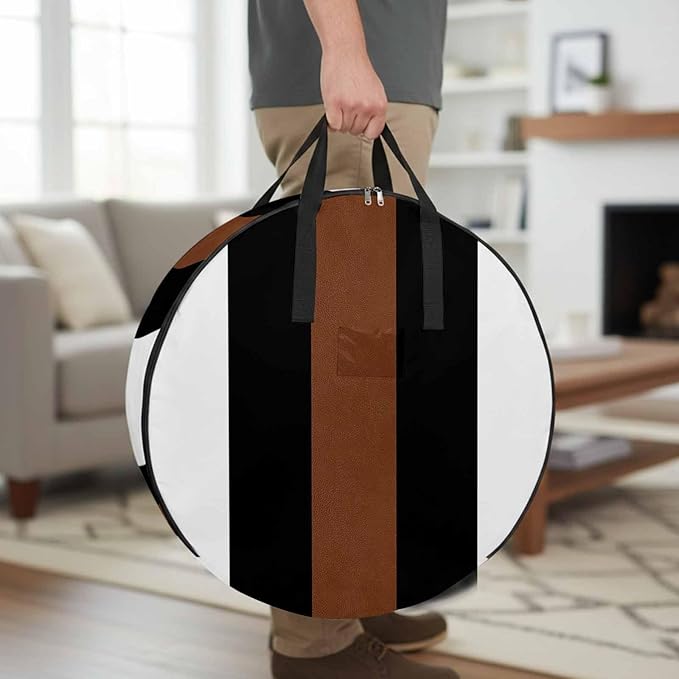Storage Bag Brown Black White Round Storage Totes Bins Closet Organizers with Zippers & Handle Boho Style Clothes Storage Container for Bedroom Dorm Space Saving Packing Supplies Moving Bags